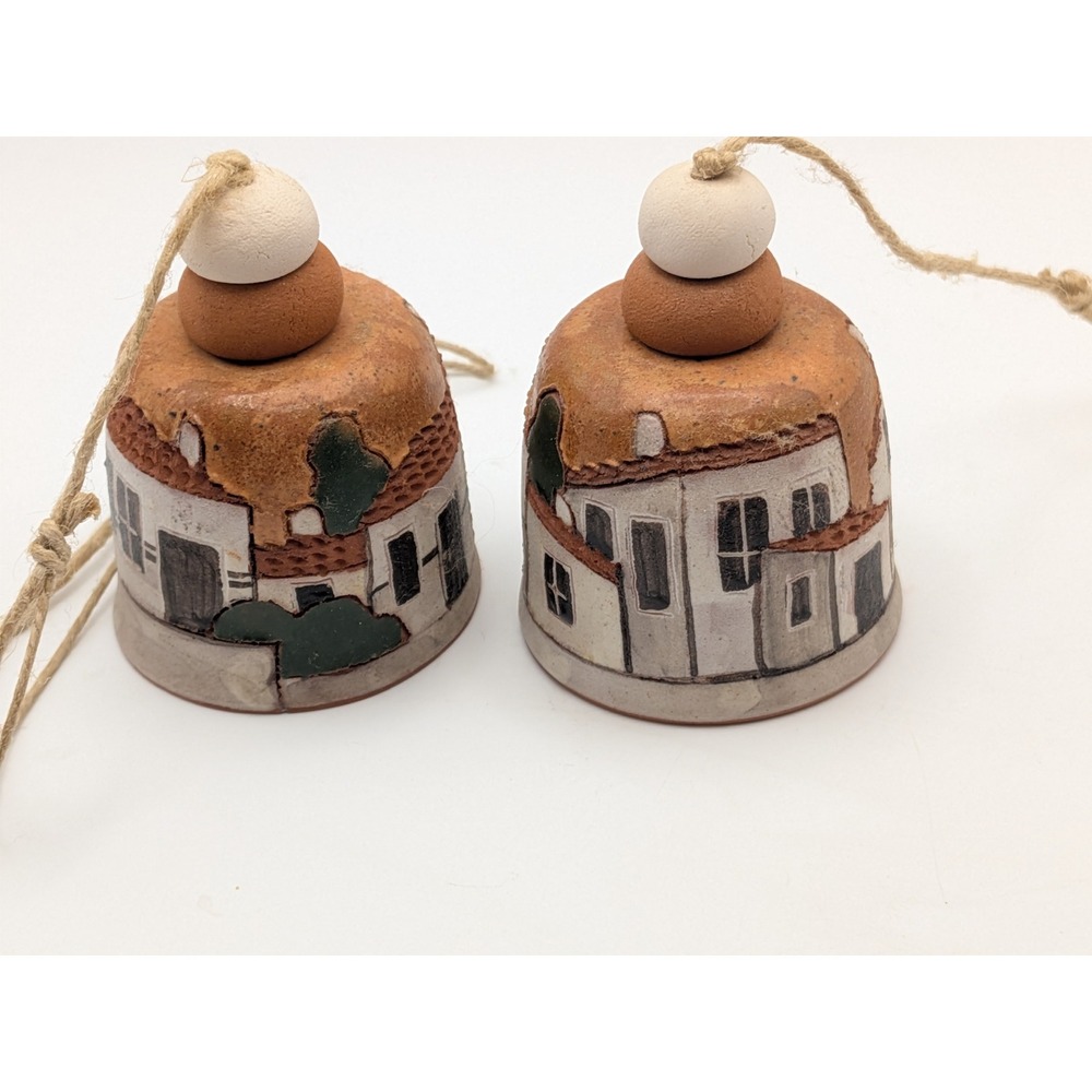 Handmade Croatia Istria Terracotta Bells Set of 2 Mediterranean Village Art 2.4"